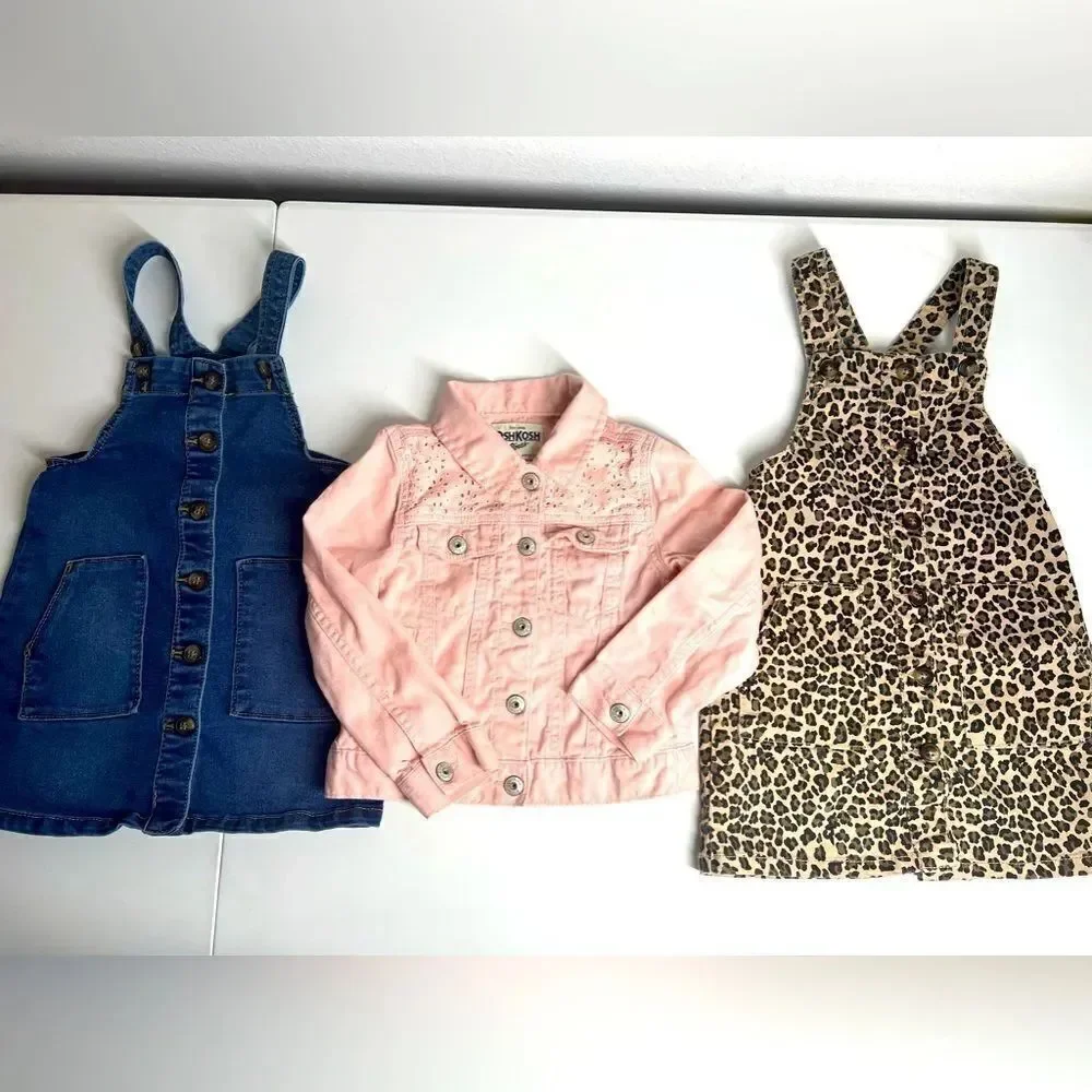 Set for girls 3 pcs - 2 dress Wonder Nation + 1 Denim Jacket Oshkosh Bigosh